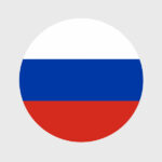 Vector illustration of flat round shaped of Russia flag. Official national flag in button icon shaped.